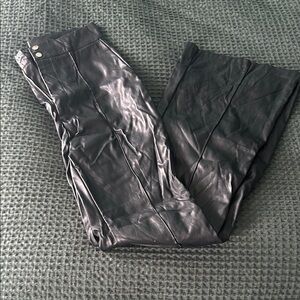 SHEIN Black Faux Leather Wide Leg pants